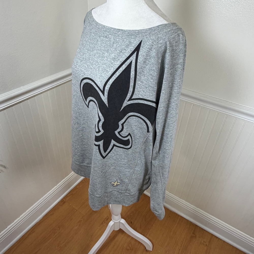 Nike New Orleans Saints Sweatshirt Womens Large Grey Dri-FIT Off‎ Shoulder NFL - Picture 4 of 8